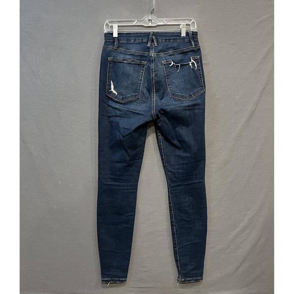 Good American Tapered Leg Skinny Jeans Women's 8/29 Blue High Rise Distressed - Picture 4 of 12